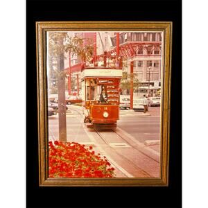 Detroit Downtown Trolley Renaissance Center Heritage Streetcar Framed Art Print